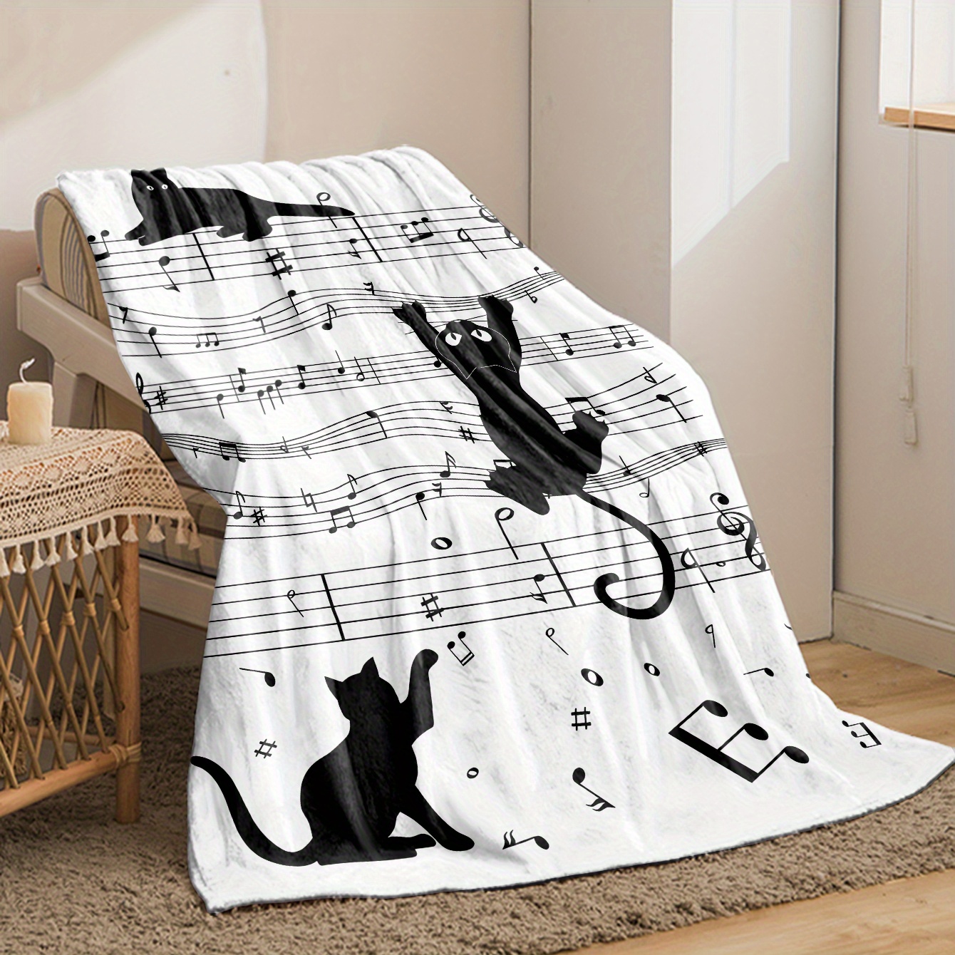 Black and white cat silhouette - Home Textiles Notes บทวิจารณ์และราคา