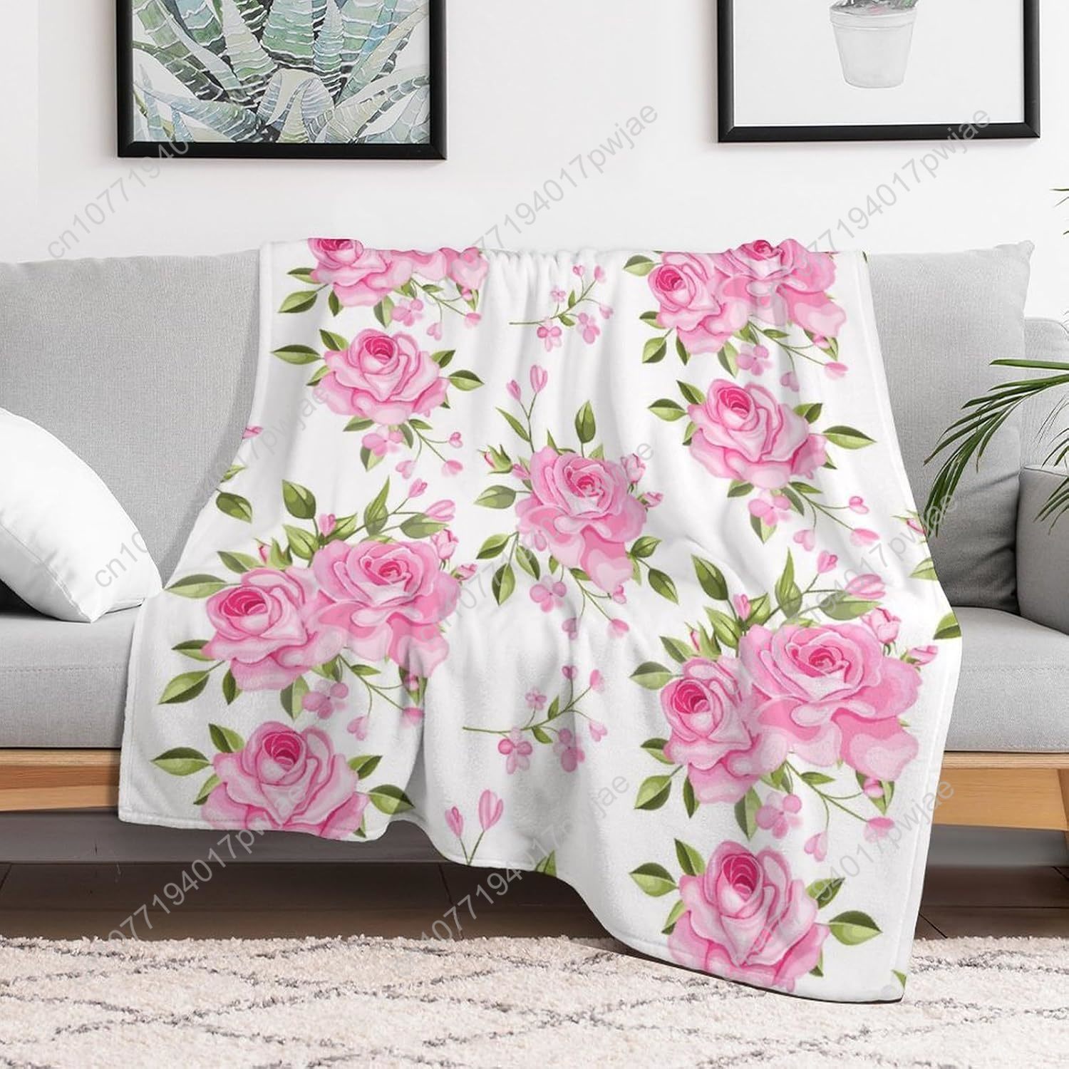 Pink Flower Throw Blanket Flor - Home Textiles Usa บทวิจารณ์และราคา