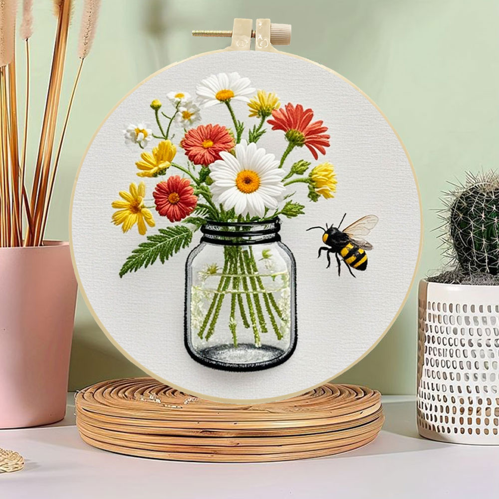 1PCS Diy Embroidery Kits Daisy - Home Textiles Discount บทวิจารณ์และราคา