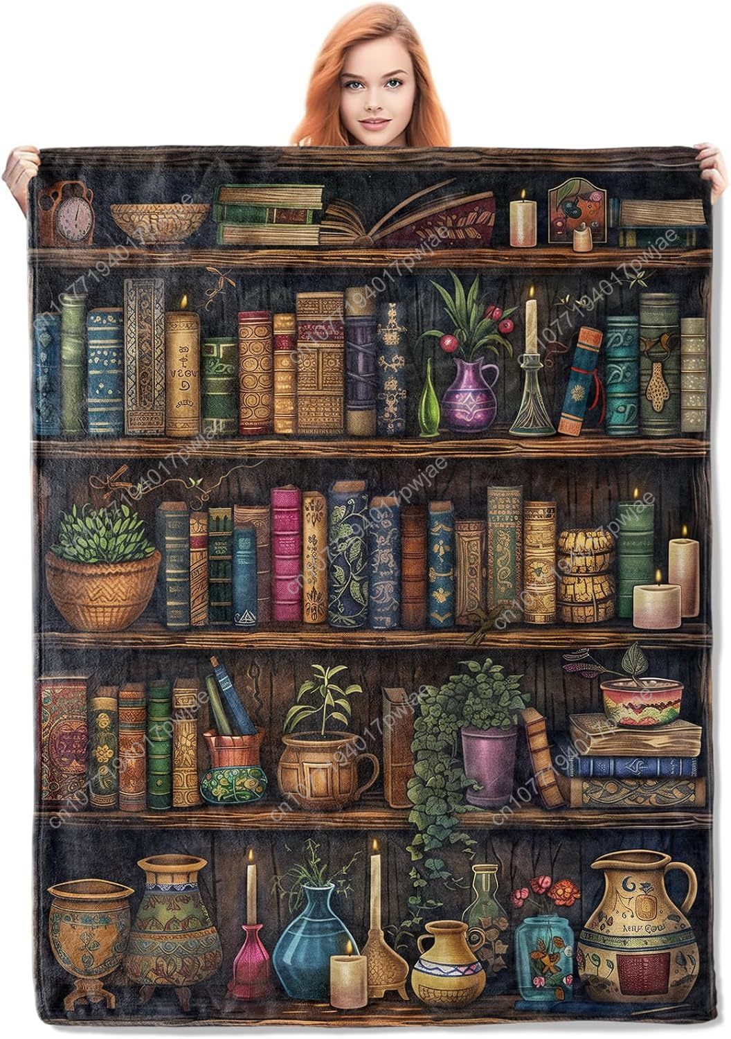 Vintage Bookshelf Blanket Read - Home Textiles Usa บทวิจารณ์และราคา