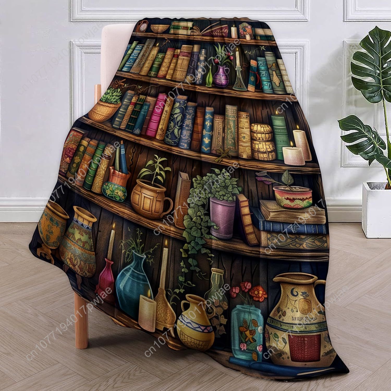 Vintage Bookshelf Blanket Read - Home Textiles Usa บทวิจารณ์และราคา