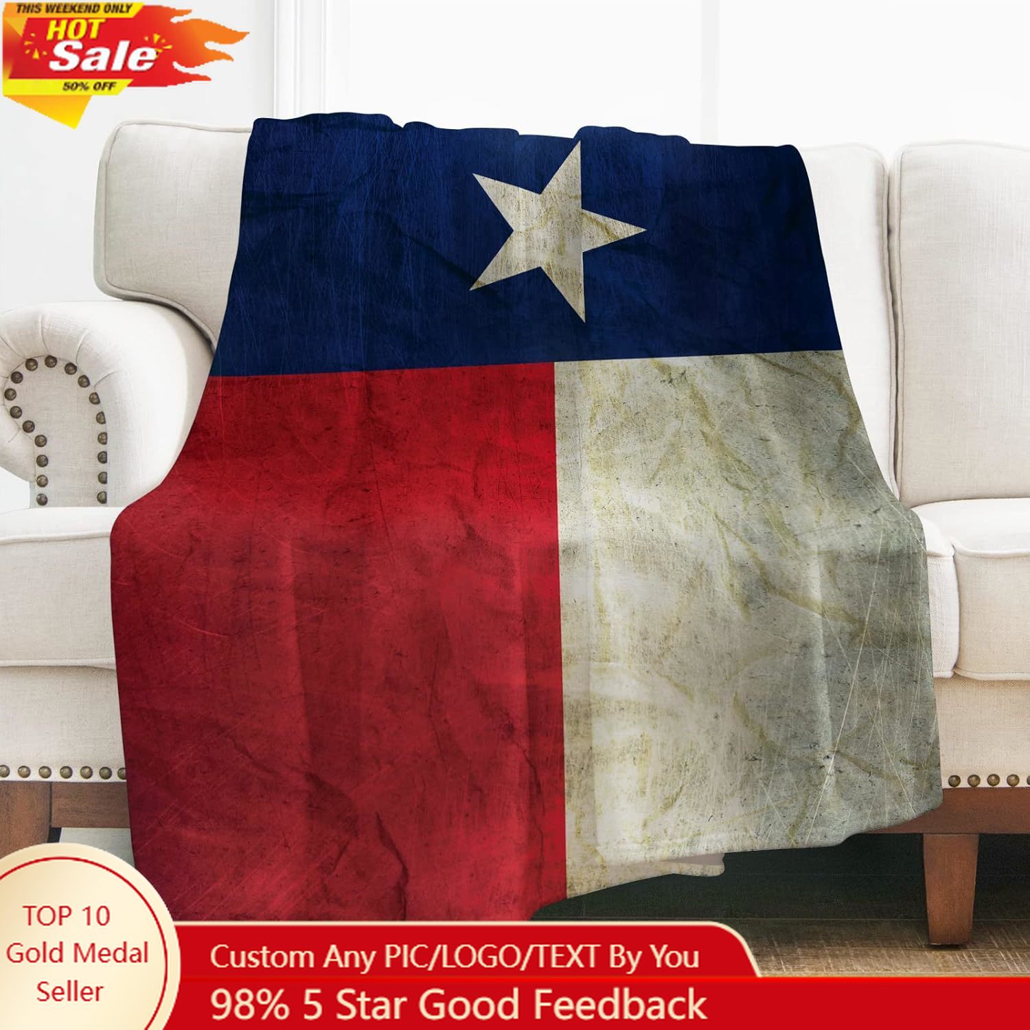 Levens Texas Flag Throw Blanke - Home Textiles Usa บทวิจารณ์และราคา