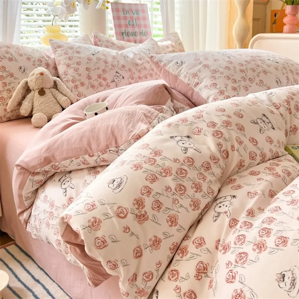 4pcs/set Plant Floral Print Se - Home Textiles Discount บทวิจารณ์และราคา