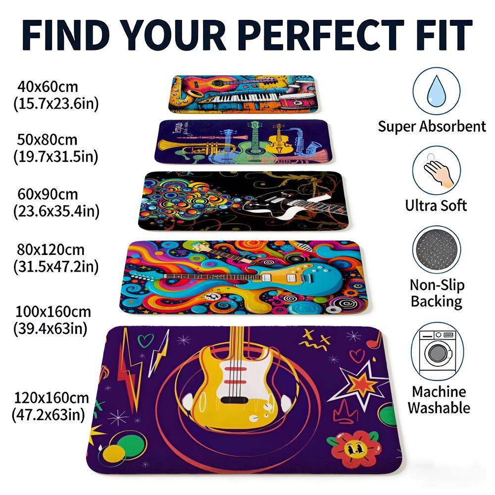 M-Music Note Print Rug Floor M - Home Textiles Notes บทวิจารณ์และราคา
