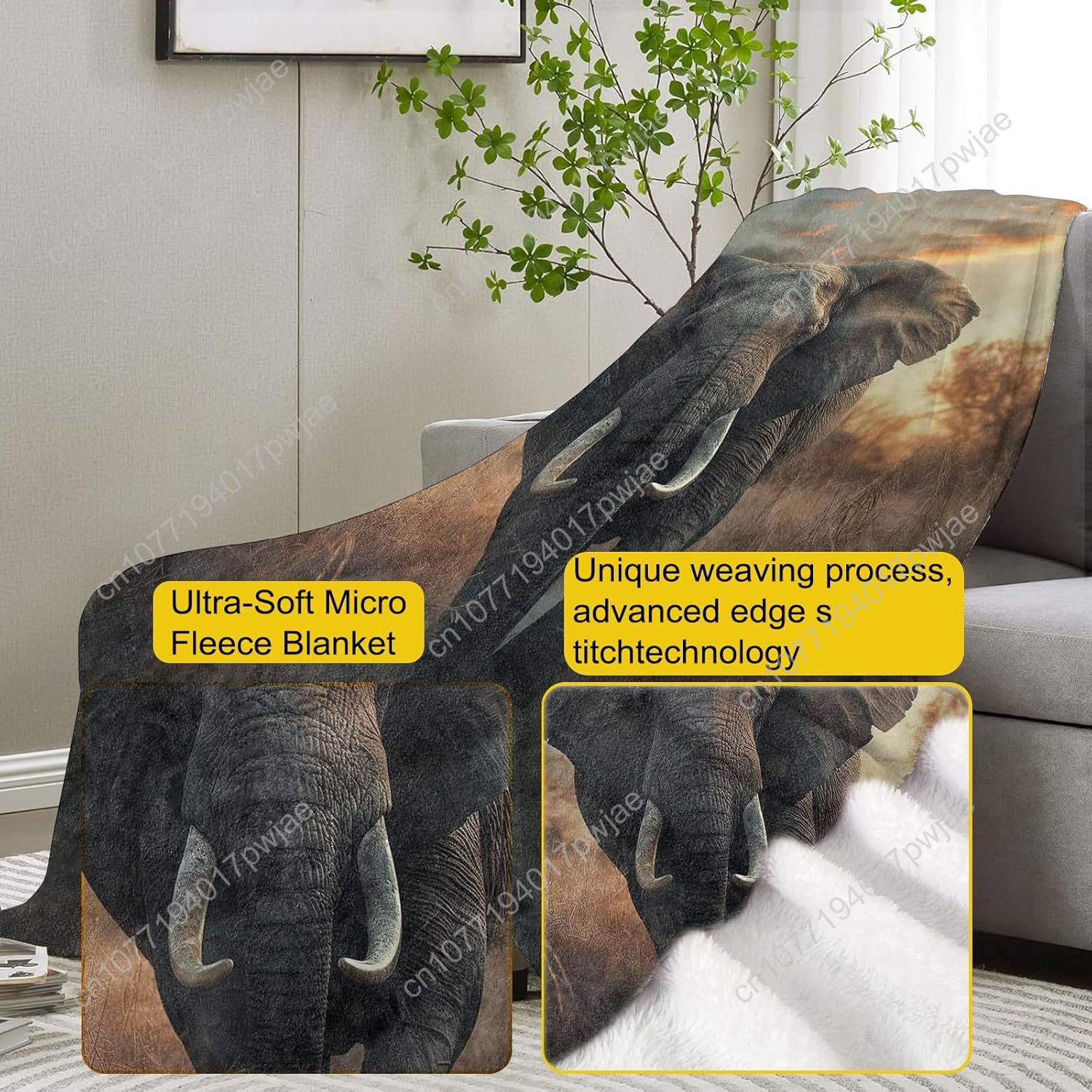 Elephant Fleece Blanket, Reali - Home Textiles Usa บทวิจารณ์และราคา