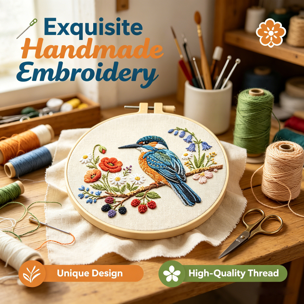 30x30cm Bird Flower Embroidery - Home Textiles Discount บทวิจารณ์และราคา