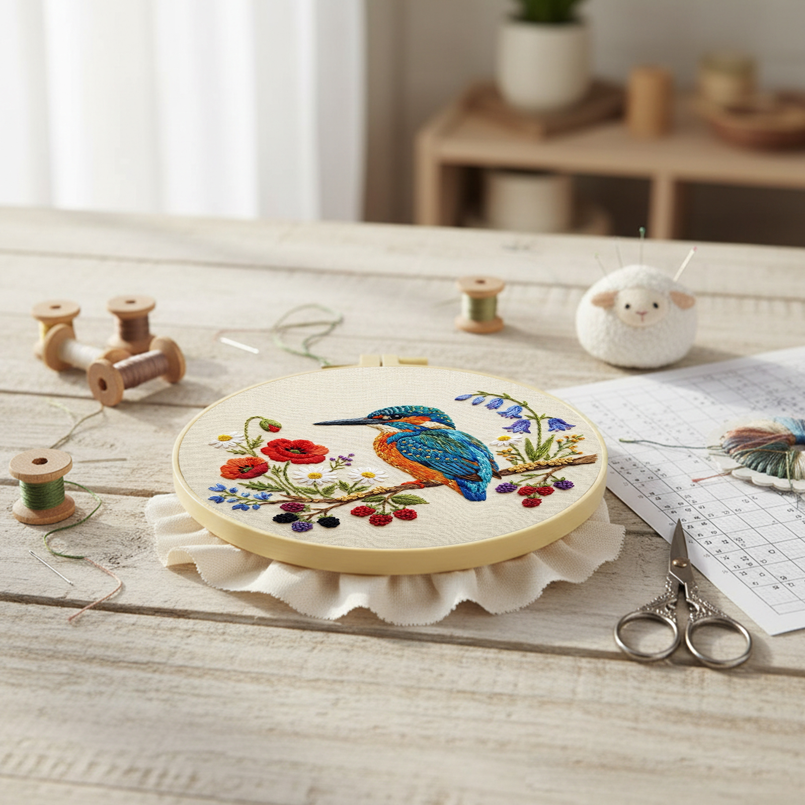 30x30cm Bird Flower Embroidery - Home Textiles Discount บทวิจารณ์และราคา