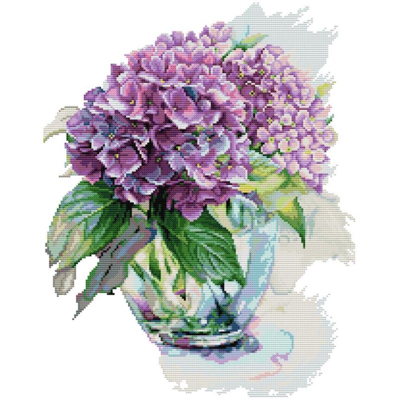 Hydrangea Flower Cross Stitch  - Home Textiles Discount บทวิจารณ์และราคา
