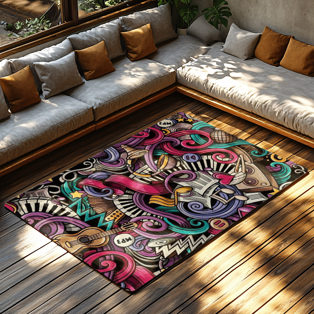 Musical Notes Love Print Rug,  - Home Textiles Notes บทวิจารณ์และราคา