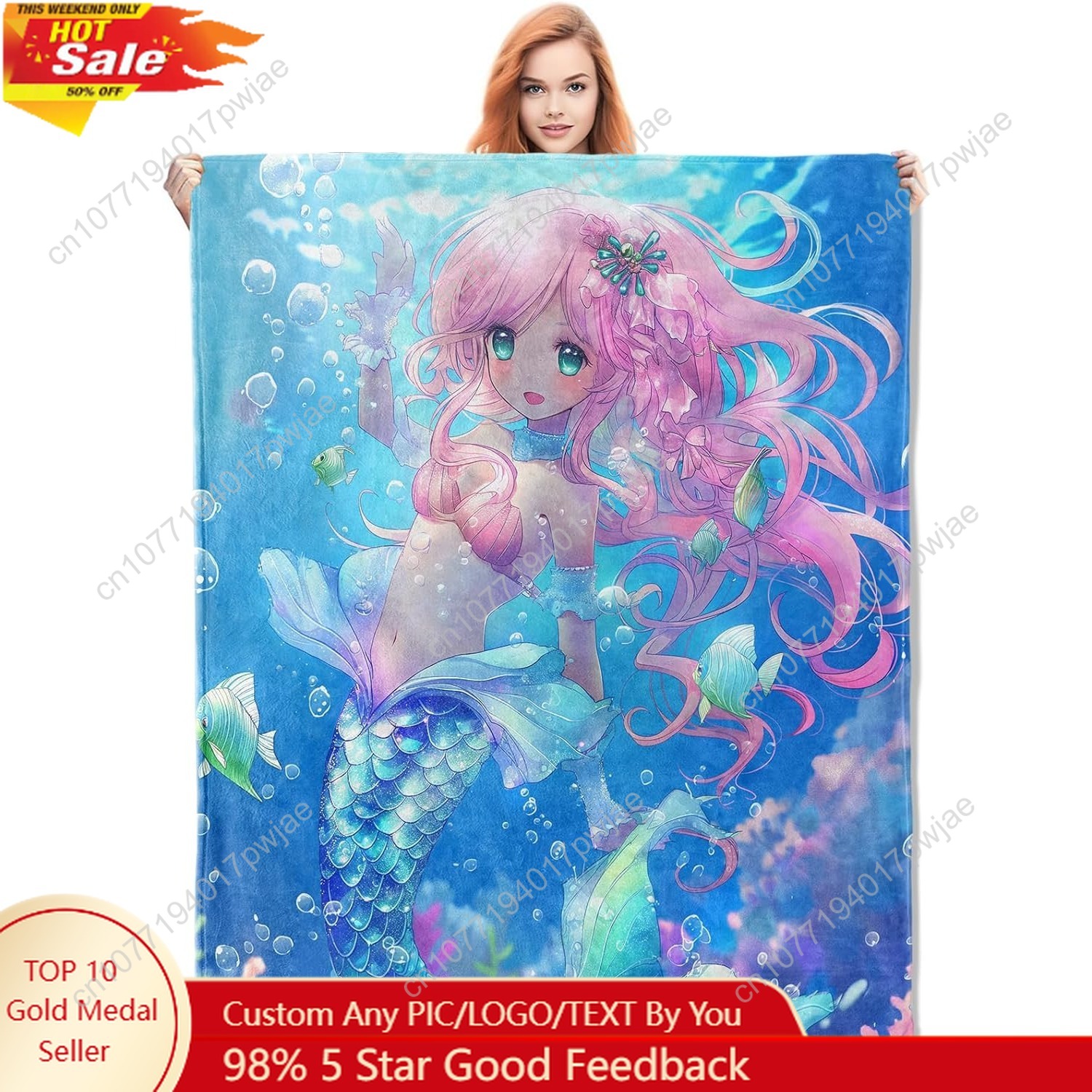 Cute Mermaid Blanket Cartoon F - Home Textiles Usa บทวิจารณ์และราคา