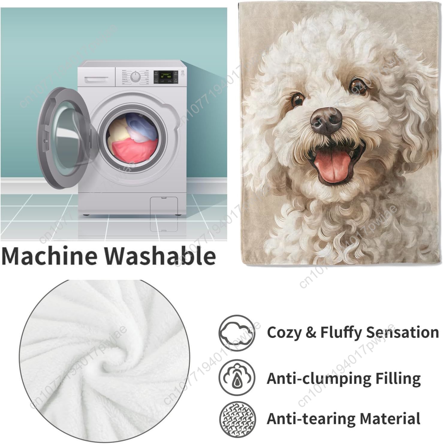 Joyful Poodle Portrait Blanket - Home Textiles Usa บทวิจารณ์และราคา