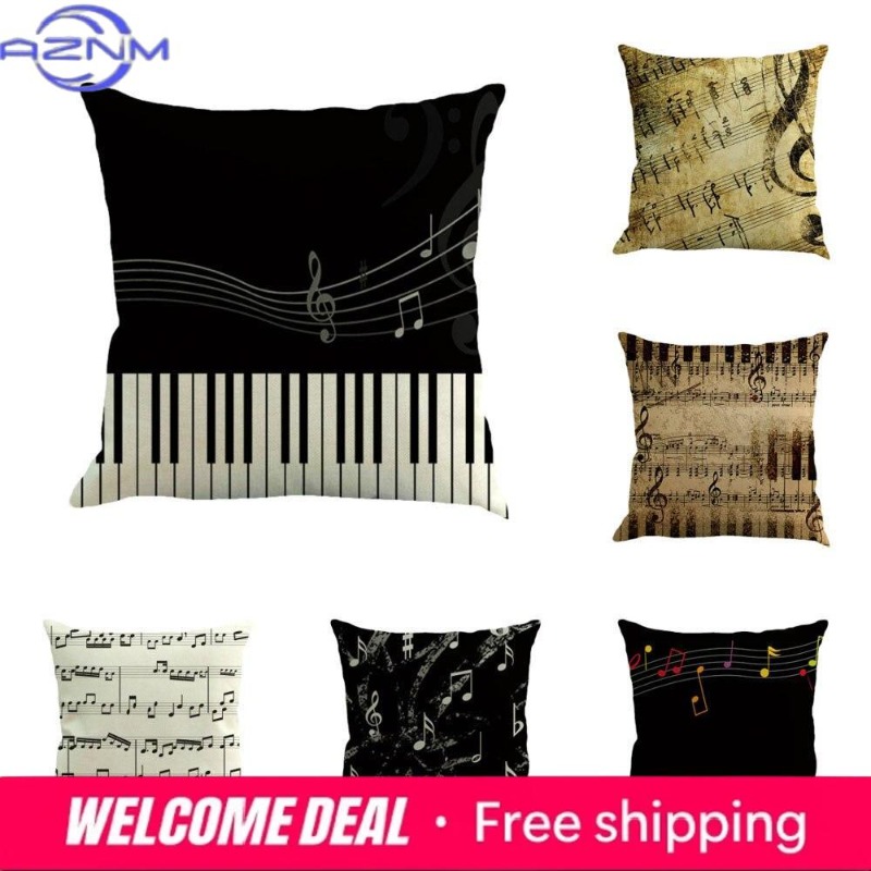 Square Musical Note Printed Cu - Home Textiles Notes บทวิจารณ์และราคา