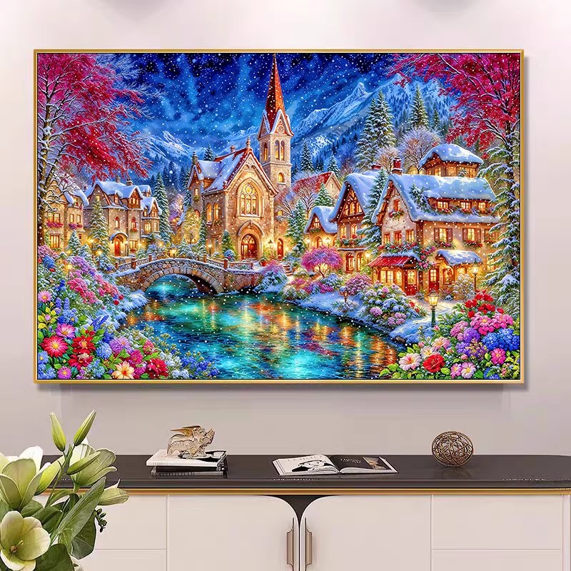 9ct 100x75cm Winter Church Emb - Home Textiles Discount บทวิจารณ์และราคา
