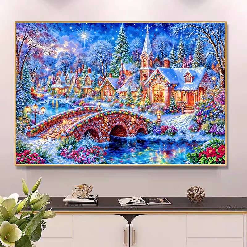 9ct 100x75cm Winter Church Emb - Home Textiles Discount บทวิจารณ์และราคา